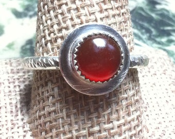 Carnelian ring, Red silver ring, Sterling Silver jewelry, Carnelian red ring, Artisan jewelry