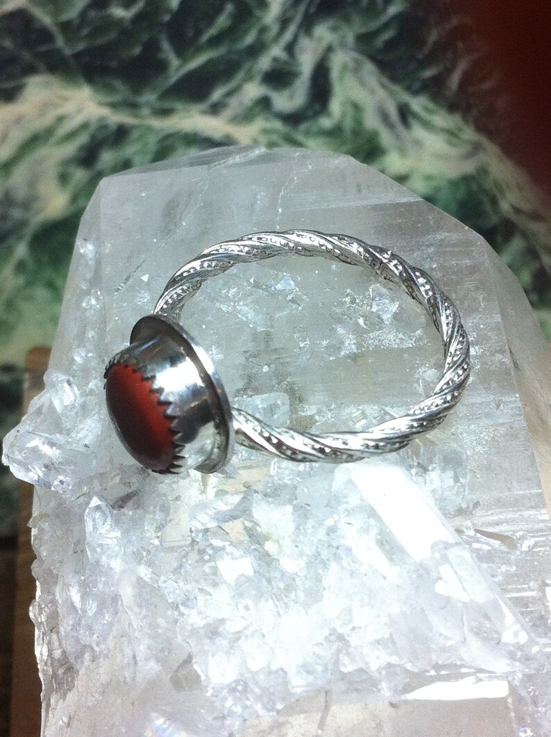 Artisan ring Stackable Size 7 12+ Textured Nature Lover gift Nature Lover gift Oxidized ring Red Jasper ring