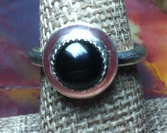 Stacking Ring, Silver Band, Sterling Silver ring, Petite ring, Black ring, Black Stone ring, Black Onyx jewelry