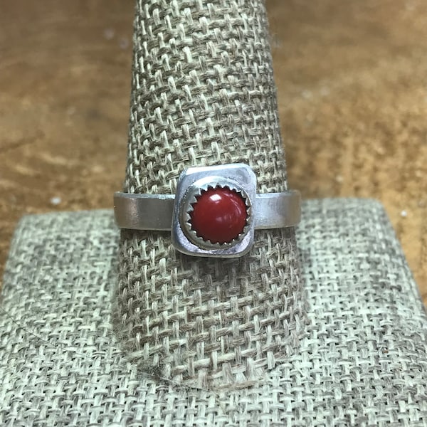 Sz 10 1/2, Bague Faux Corail Rouge