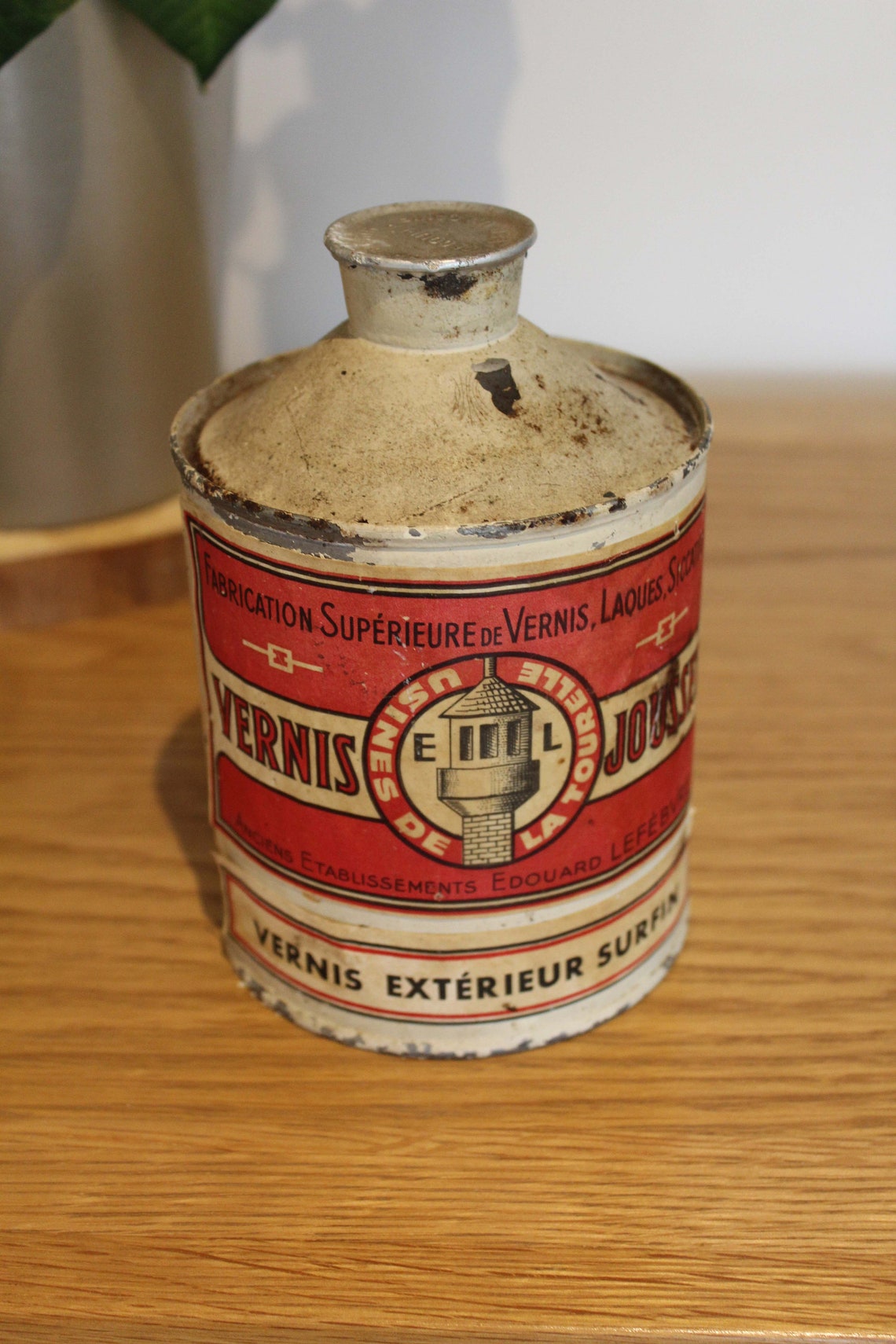 Vintage French varnish tin bottle Etsy