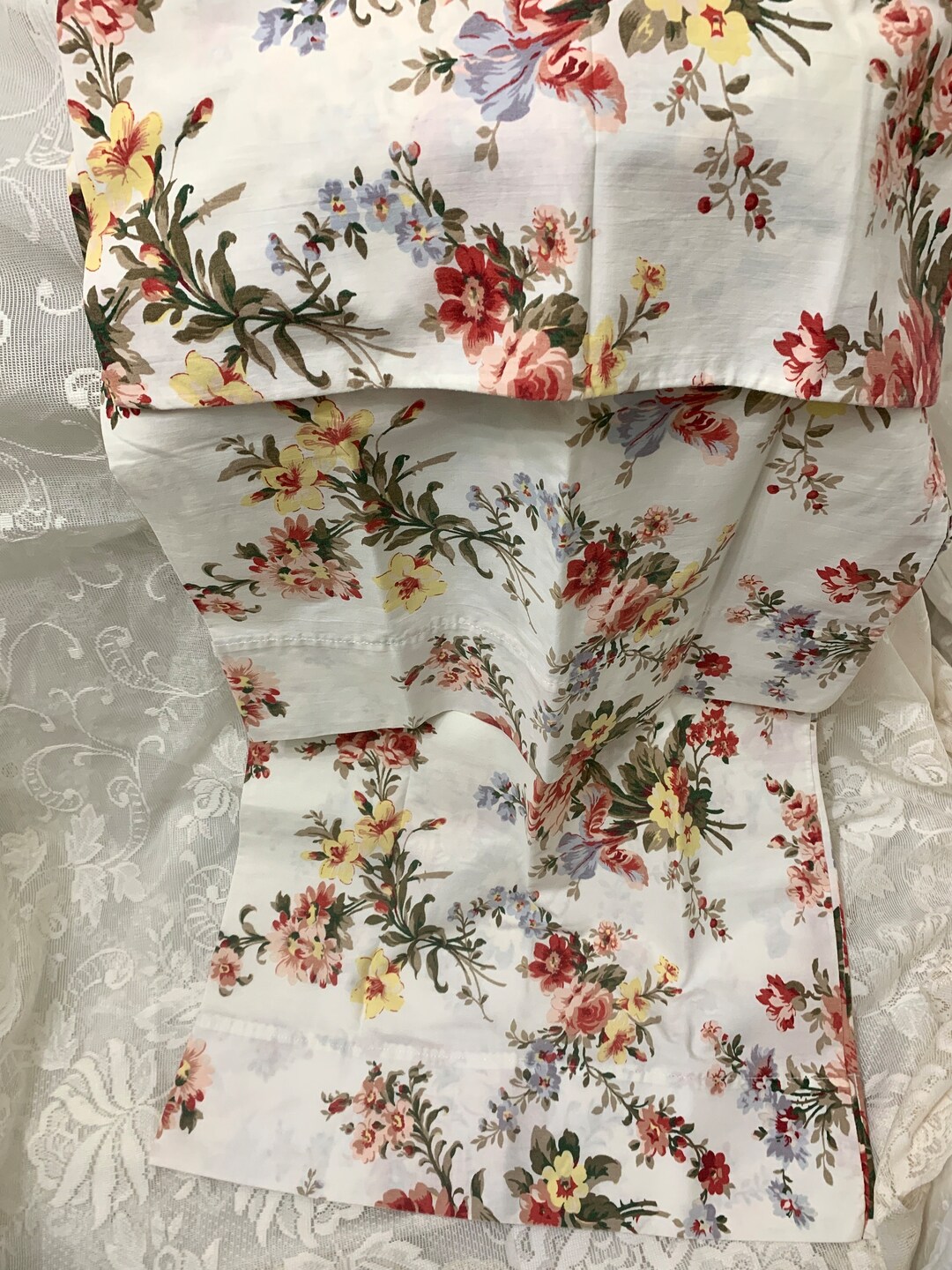 Vintage Ralph Lauren Petticoat Cottage Floral King Pillowcase Pair