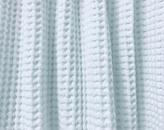 Vintage Waffle Wave White Bath Fabric Shower Curtain Turkey Curtain by