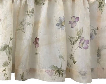 TAILORED VALANCE  17X86 VINTAGE CROSCILL PRINCESS  FLORAL YELLOW BLUE GREEN 1 
