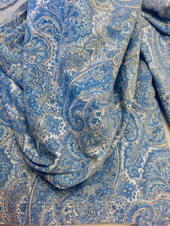 Ralph Lauren Paisley Blue Tan Twin Flat Sheet Approx 65 Etsy
