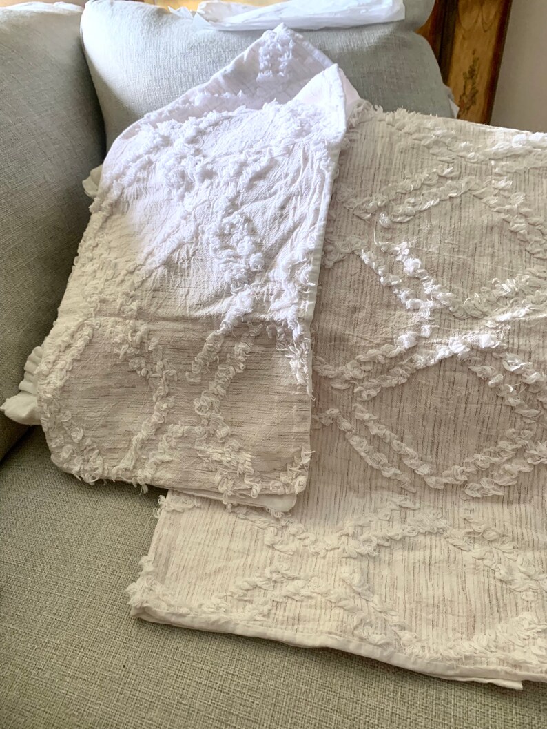 Vintage Rachel Ashwel Sham Set of 2 Fringes Yarns Dyes Etsy