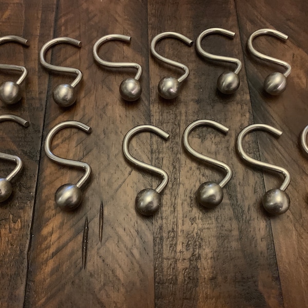 12 pcs ball shape curtain hooks metal,  silver color , heavy weight bathroom curtain hook