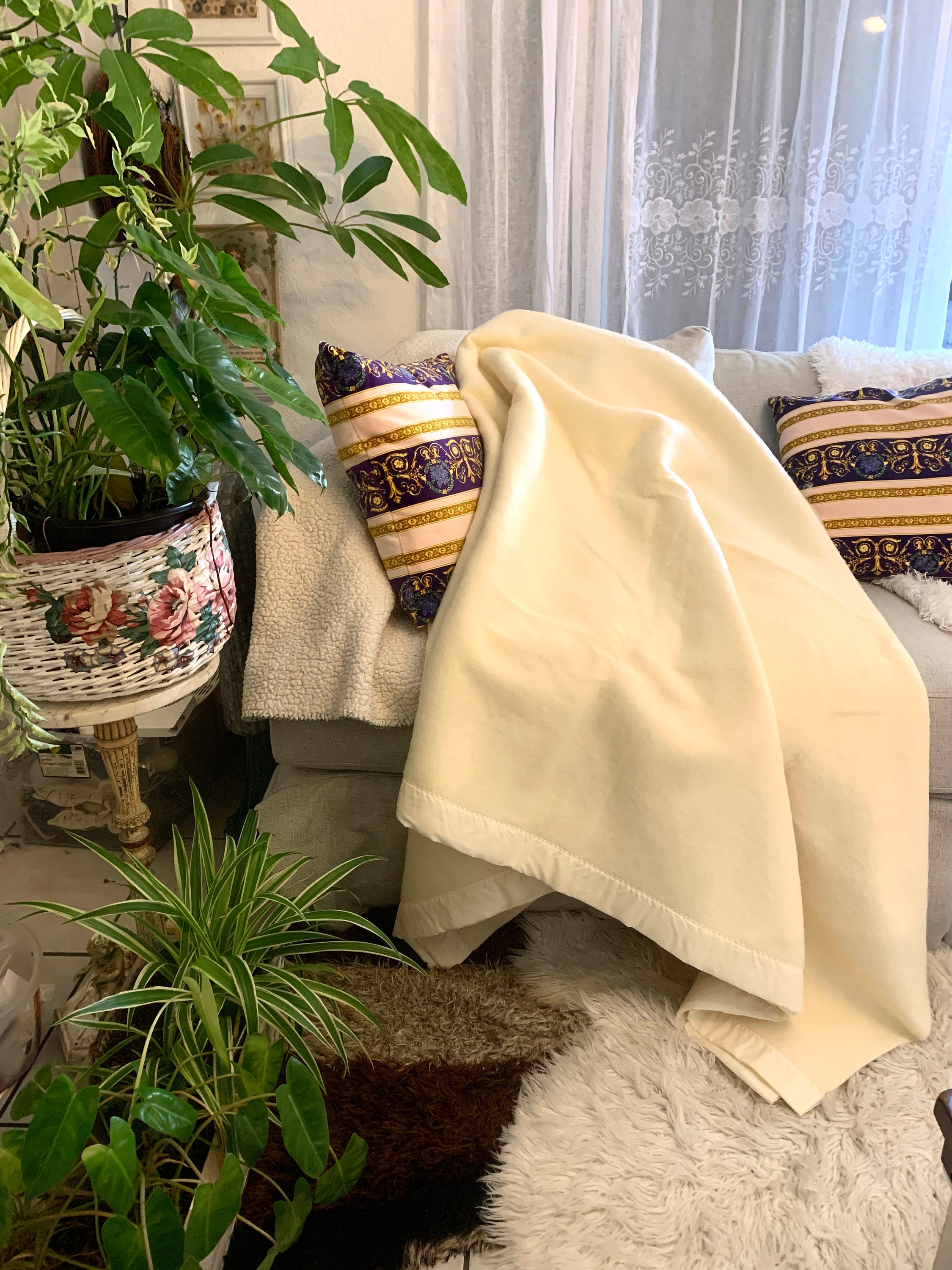 Wool Acrylic Blanket Etsy