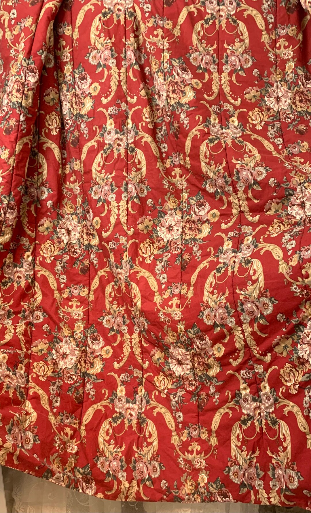 Vintage Ralph Lauren Polo Danielle Marseille Red Floral Scrolls Twin