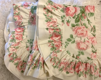 Vintage retired Laura Ashley country roses king ruffles Pillowsham pair, Laura Ashley bedding, USA made