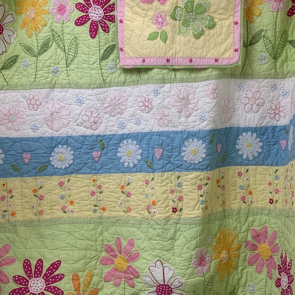 Couette Teinte Aux Plantes Rayée Pottery Barn Teen - Taille Full/140x200cm - Neuf Avec étiquettes