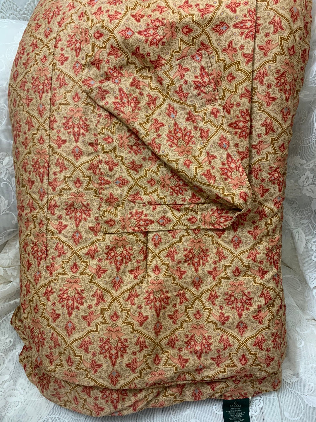 Vintage 1980s Ralph Lauren Langham Red Doncaster Paisley Sateen 2 Pcs