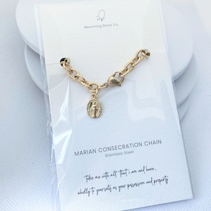 Marian Consecration Chain Bracelet, St. Louis Marie De Montfort Total Consecration to Jesus, Stainless and Holy Card image 5