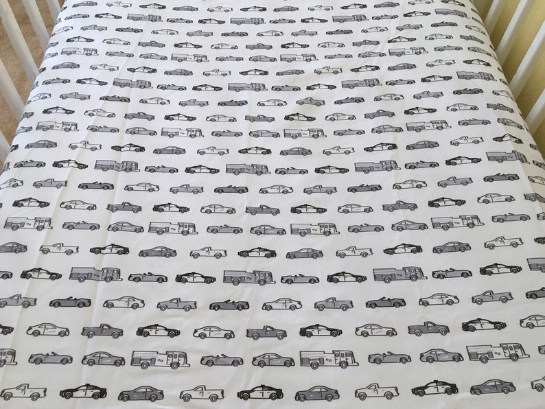 Organic Gray Cars Crib and Toddler Fitted Sheet Cars Crib Etsy