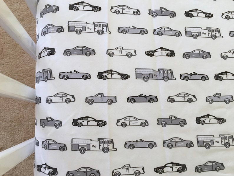 Organic Gray Cars Crib and Toddler Fitted Sheet Cars Crib Etsy