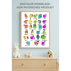 German ABC Poster with Animal Names – Printable Digital Download