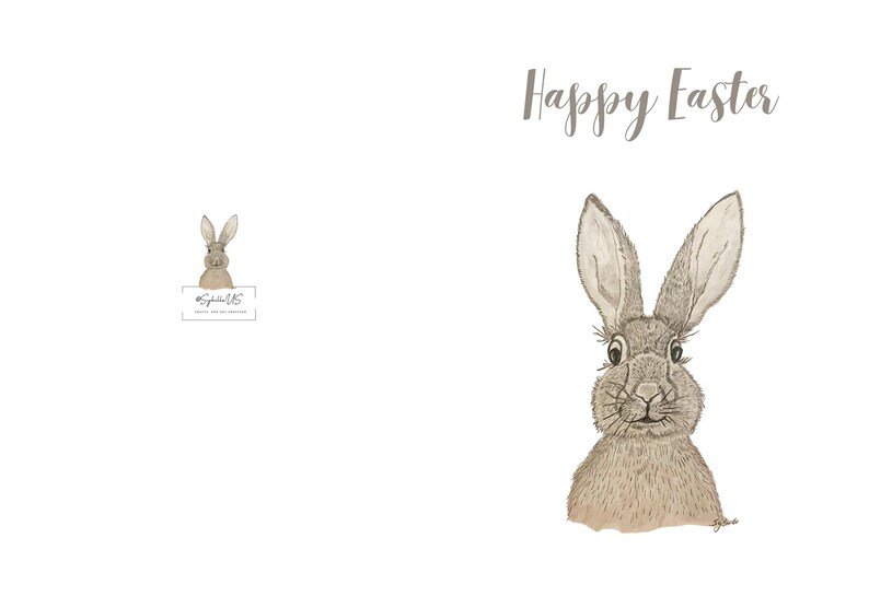 Easter Card With Hand Drawn Pencil Bunny/ Greeting Gard by Crafts and ...