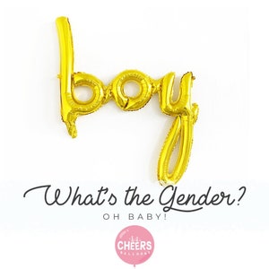 Baby Boy Script Letter Balloons || Gold/Gender Reveal Decor/Baby Shower/Announcement/Blue/Silver/It&#39;s a boy/Celebration/Photo Prop/S30
