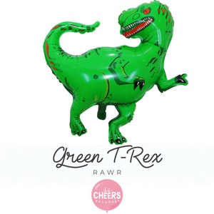 Dinosaur Party Balloons || Tyrannosaurus, Green T-Rex, Raptor, Dino Party, Boy&#39;s Happy Birthday, Party Decor, ROAR