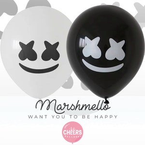 Marshmello Black White latex balloons  Party - DJ, EDM, Spinning, Happy Birthday