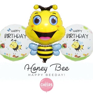 Honey Bee Birthday Balloons | Happy Birthday, Beeday, One