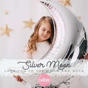 Silver Moon balloon - Astronomy, Outer Space, Wedding, Astrological, Star Gazer, Party Props Decor