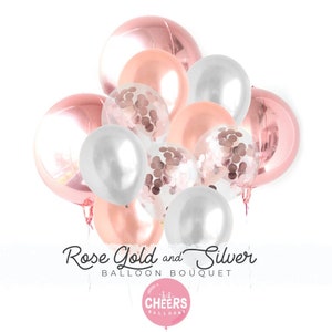 Rose Gold Silver balloon bouquet