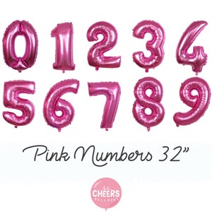 Custom Magenta Number Foil 0-9 number balloons | 32&quot;, Happy Birthday, Party Decor