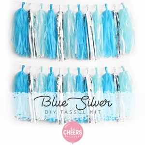 1 set (12pcs) Blue Silver DIY Tassel Garland Kit