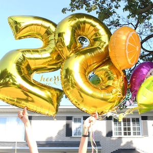 2pcs CUSTOM 40&quot; BIG Number Gold Silver Foil Birthday Balloon - big number balloon - foil balloons - 30 balloons - gold silver - cheersnco