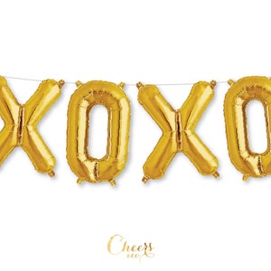 Conjunto XOXO de 16" - balão de folha de ouro - decoração de aniversário - decoração de festa - guirlanda de balão - decoração de festa infantil - cheersnco
