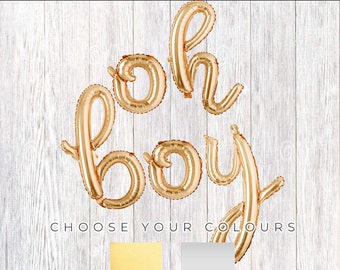 Oh Boy Letter Script Gold Balloons | 16&quot; Baby Shower Party Decor, Baby Gold Banner, Gender Reveal, Baby Balloons, It&#39;s a Boy