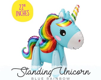 SUPER SALE!! 22" Blue Rainbow Unicorn balloon - super cute and fun!!