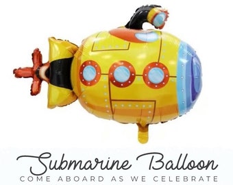 Yellow Submarine Party  37" || Party Decor/Sail at Sea/Under the Sea/Kids Birthday/ Live in a Yellow Submarine