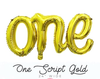 One Script Balloon 24" Wide Party Balloon - First Birthday, Party Decor,