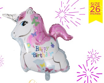 SUPER SALE!! Unicorn Happy Birthday Foil Balloon - Mylar balloon - Party Balloon - Party Decor - Party Props - Party Supply - Birthday Decor