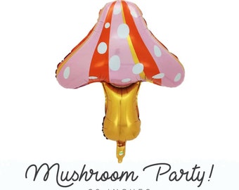 Pink Mushroom Balloon, Woodland, Toadstool Balloon, Woodland Party, Fairy Theme Balloon