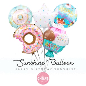 Desserts Birthday Balloons Bouquet || Donut, Ice Cream, Sprinkles Confetti -Happy Birthday, chillin&#39;, Scream for Ice Cream, Party Decor