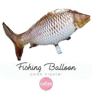 Fishing Balloon 19" || Bass Fish, Trout, Gone Fishing, Husband Party, Hunter, Rod, Hunting
