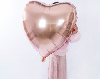 36" Rose Gold Heart LARGE foil balloons - bachelorette balloon - bridal balloon - baby girl balloon - birthday balloon