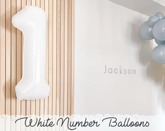 Custom White Number  Foil 0-9 number balloons | 32", Happy Birthday, Party Decor