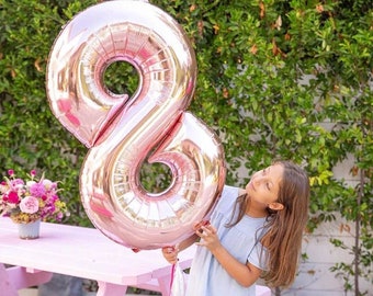 32" BIG number balloons - Birthday Balloon - Number foil balloon - Gold Balloon - Rose Gold balloon