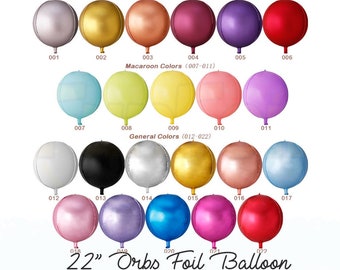 22" Shiny Round Foil Balloon - Chrome, Pastel, Macaroon round balloon -  Sphere balloon