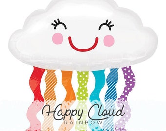 Happy Rainbow Cloud Foil Balloon - Mylar balloon - Party Balloon - Party Decor - Party Props - Party Supply - Birthday Decor- Baby Shower