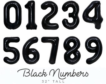 Custom Black Number  Foil 0-9 number balloons | 32", Happy Birthday, Party Decor