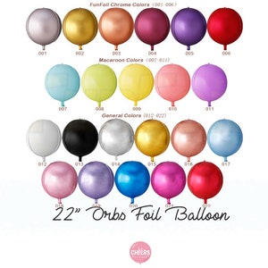 22" Shiny Round Foil Balloon - Chrome, Pastel, Macaroon round balloon -  Sphere balloon