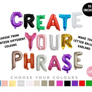 Elige tu color y frase - Globos con letras de 16" - crea tu pancarta con globos - globo de aluminio - globos con letras - decoración para fiestas