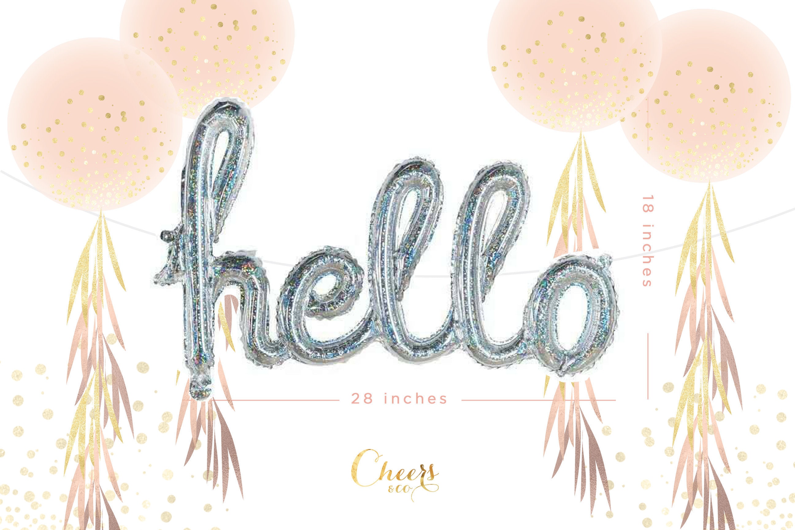 HELLO Script 28 Foil Script Balloon Pink Rose Gold | Etsy