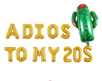 Adios aos meus 20 anos - letras douradas de 16" - Tacos,