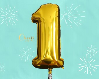 CUSTOM 40" BIG Gold Number Foil Birthday Balloon - Gold balloons - Number Balloons - Birthday Balloons - Birthday Decor - cheersnco